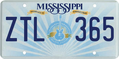 MS license plate ZTL365