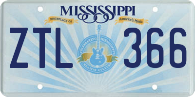 MS license plate ZTL366