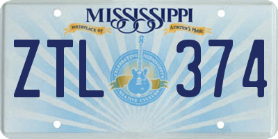 MS license plate ZTL374