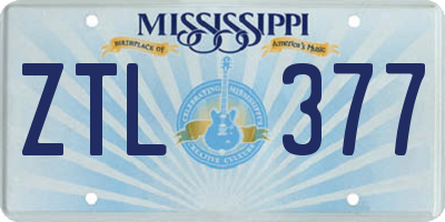 MS license plate ZTL377