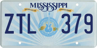 MS license plate ZTL379