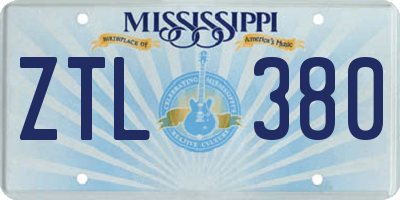 MS license plate ZTL380