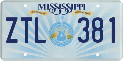 MS license plate ZTL381