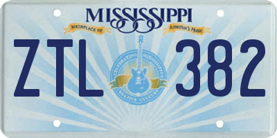 MS license plate ZTL382