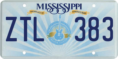MS license plate ZTL383