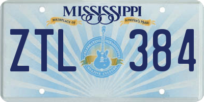 MS license plate ZTL384