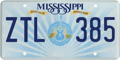 MS license plate ZTL385