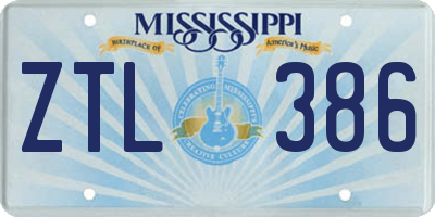 MS license plate ZTL386