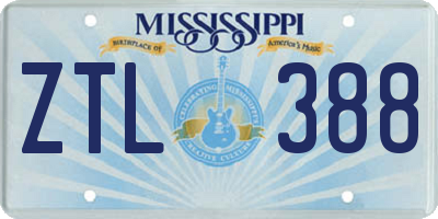 MS license plate ZTL388