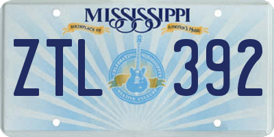 MS license plate ZTL392