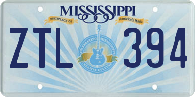 MS license plate ZTL394