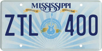 MS license plate ZTL400