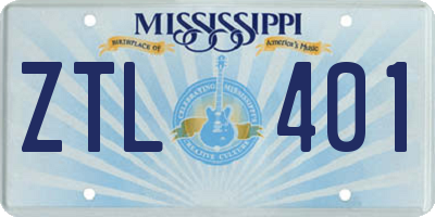 MS license plate ZTL401