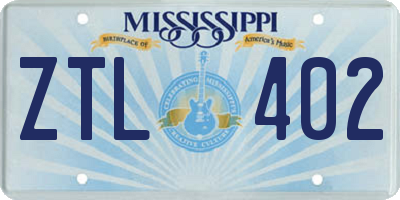 MS license plate ZTL402