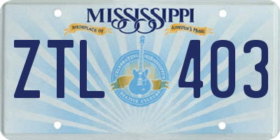 MS license plate ZTL403