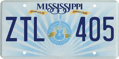 MS license plate ZTL405