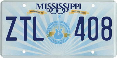 MS license plate ZTL408