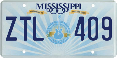 MS license plate ZTL409