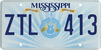 MS license plate ZTL413