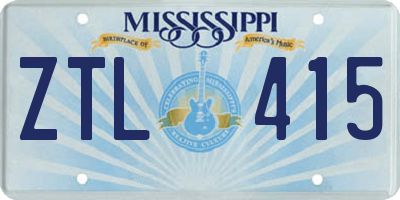 MS license plate ZTL415