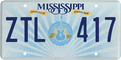 MS license plate ZTL417