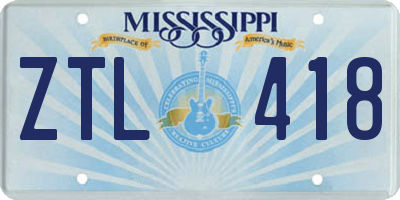 MS license plate ZTL418