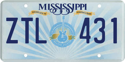 MS license plate ZTL431