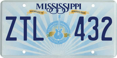 MS license plate ZTL432