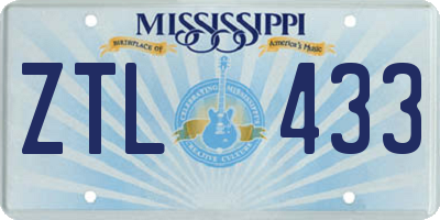 MS license plate ZTL433