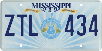 MS license plate ZTL434
