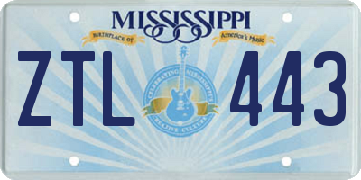 MS license plate ZTL443