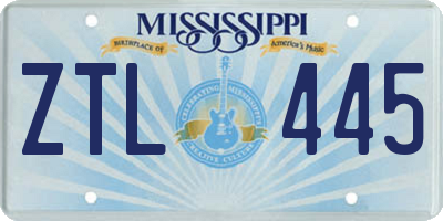 MS license plate ZTL445