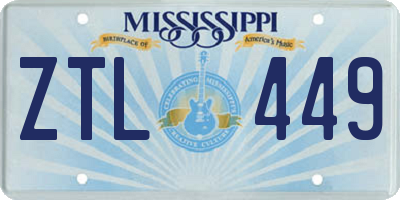 MS license plate ZTL449