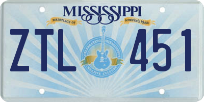 MS license plate ZTL451