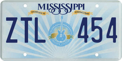 MS license plate ZTL454