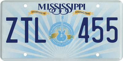 MS license plate ZTL455