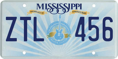 MS license plate ZTL456