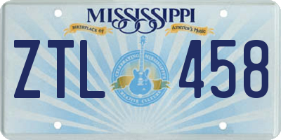 MS license plate ZTL458
