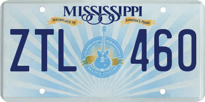 MS license plate ZTL460