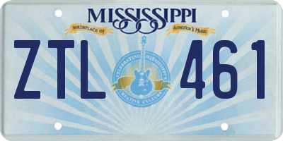 MS license plate ZTL461