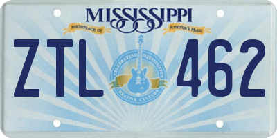 MS license plate ZTL462