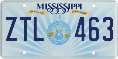 MS license plate ZTL463