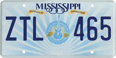 MS license plate ZTL465