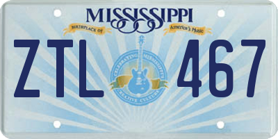 MS license plate ZTL467