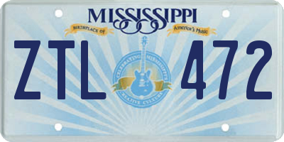 MS license plate ZTL472