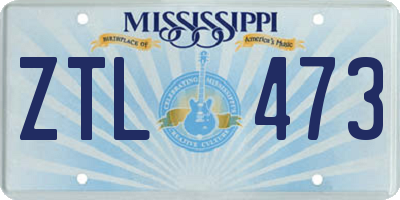 MS license plate ZTL473