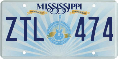 MS license plate ZTL474