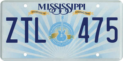 MS license plate ZTL475