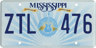 MS license plate ZTL476