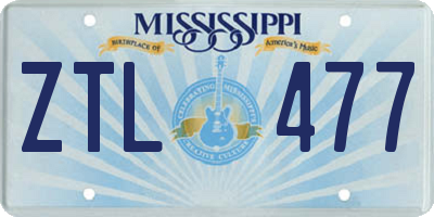 MS license plate ZTL477